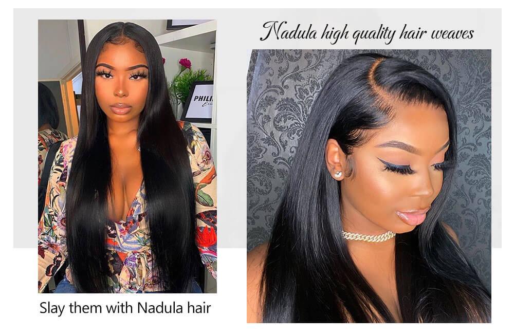 Nadula Straight Virgin Hair Weave 3 Bundles With Lace Frontal Closure 13x4 Ear To Ear