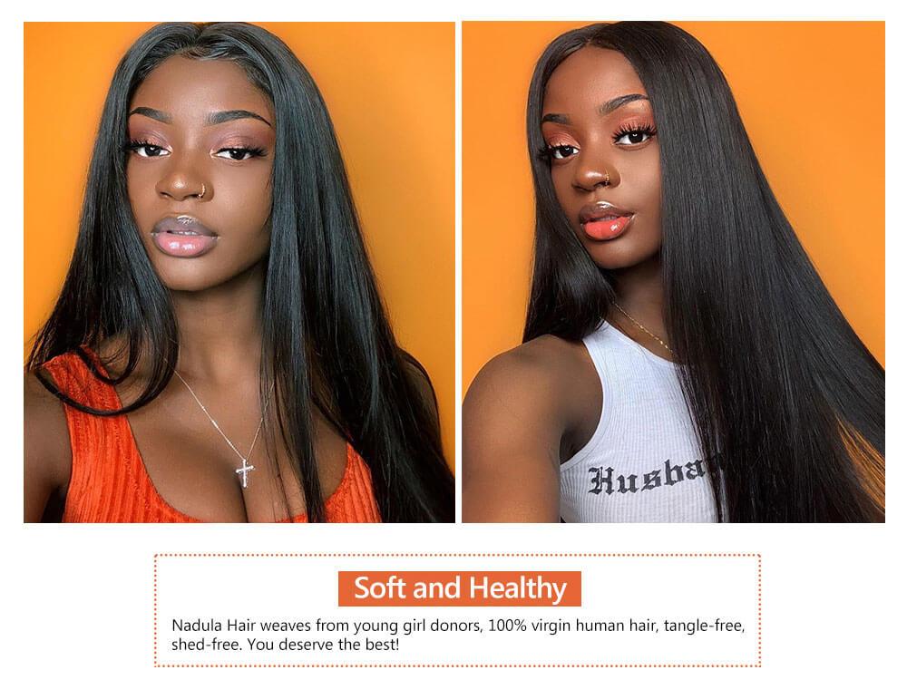 Nadula Straight Virgin Hair Weave 3 Bundles With Lace Frontal Closure 13x4 Ear To Ear