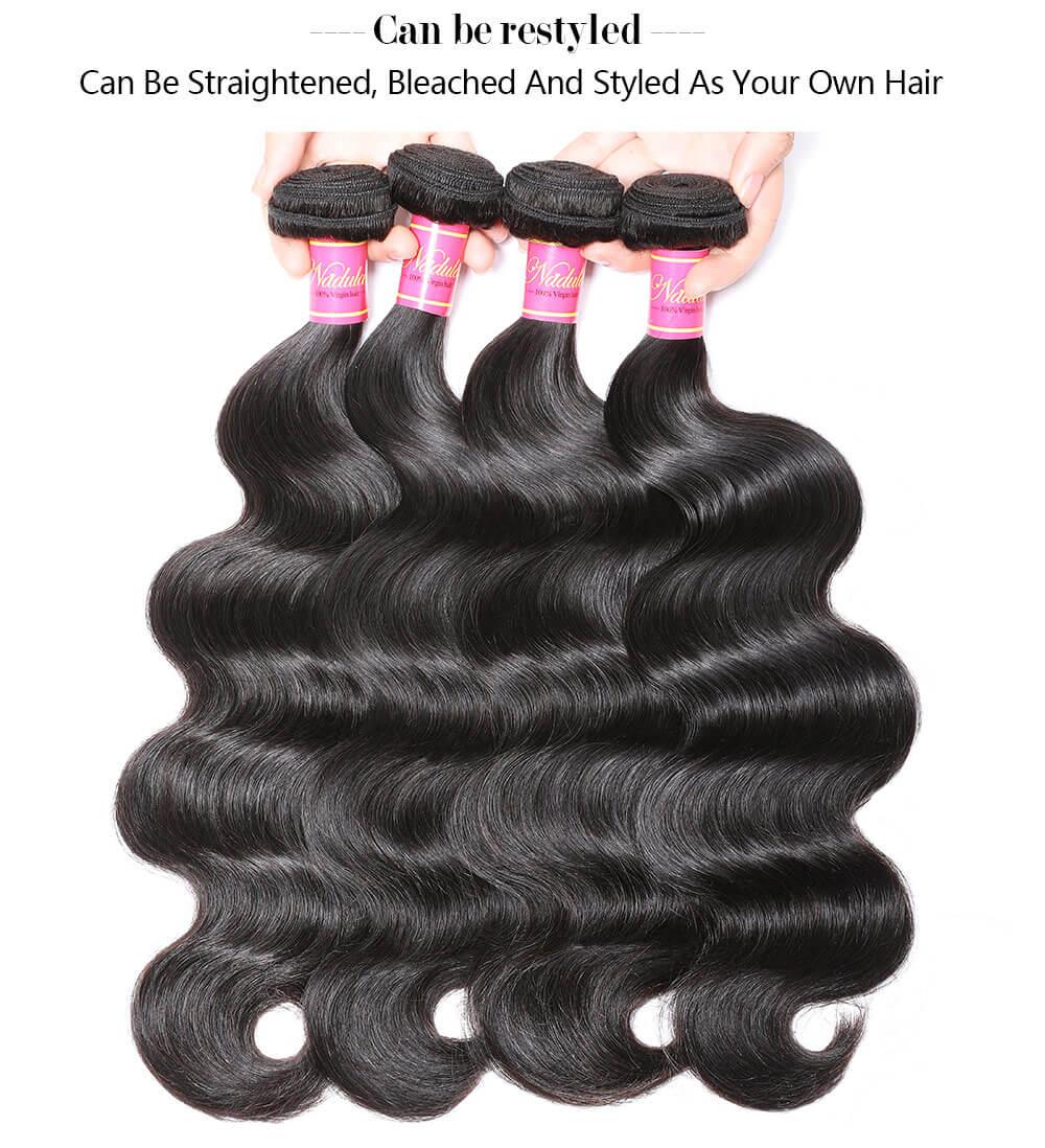 
        Nadula Middle Part Body Wave Closure with 3 Bundles Hair Weave 100% Virgin Human Hair    