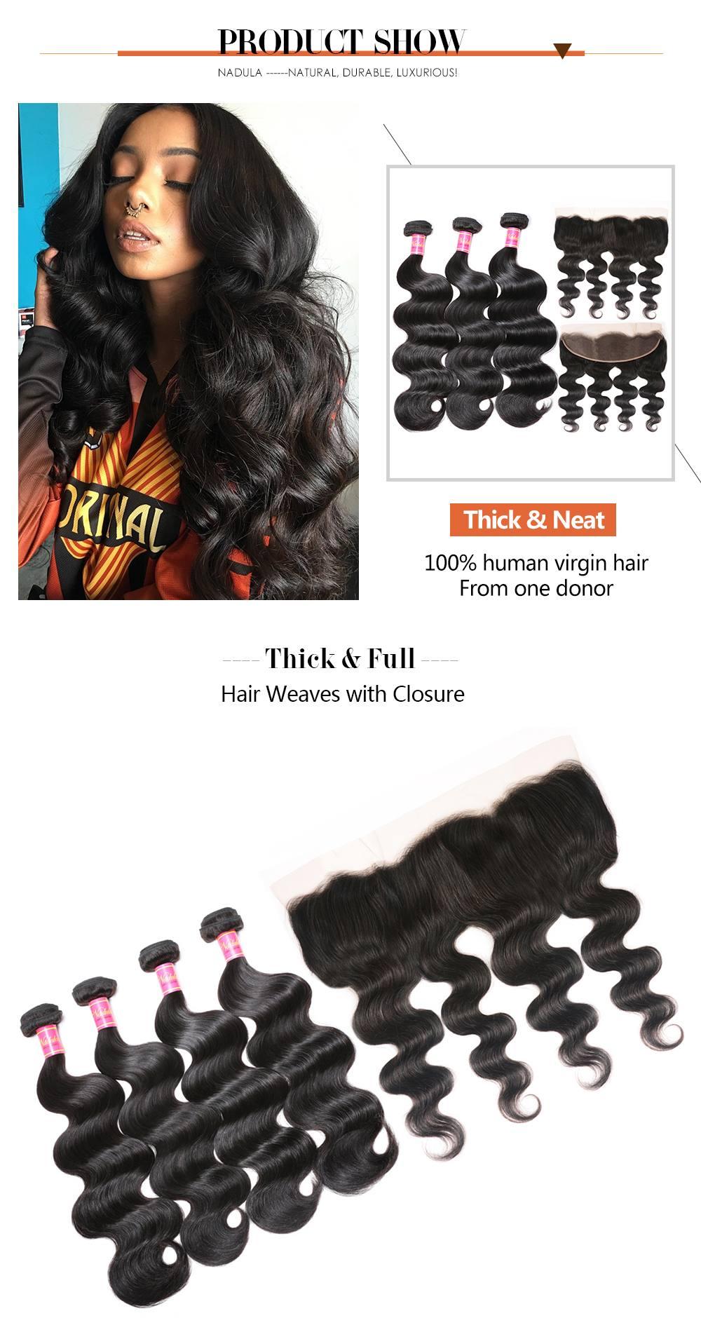 
        Nadula Body Wave Virgin Hair 3 Bundles With 13x4 Swiss Lace Frontal Closure    