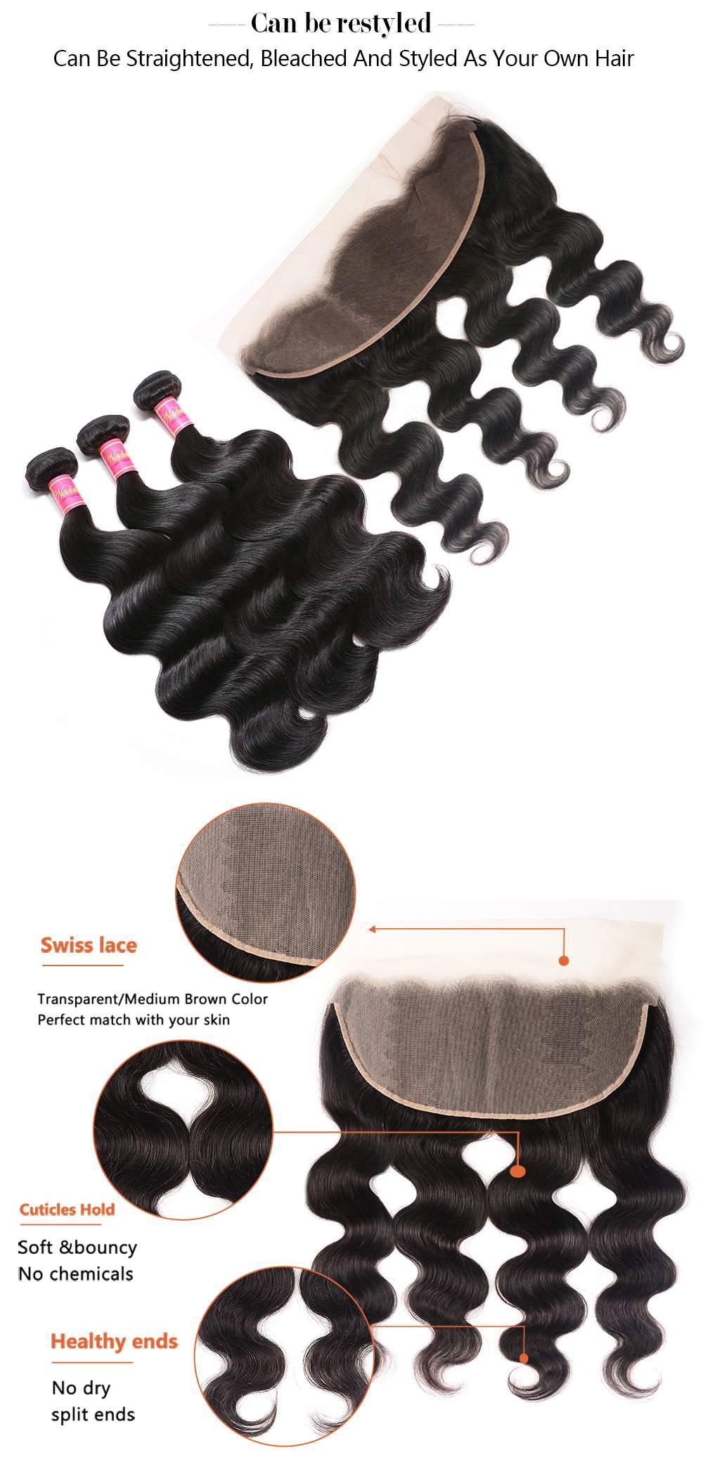 Body wave human hair weaves with lace frontal