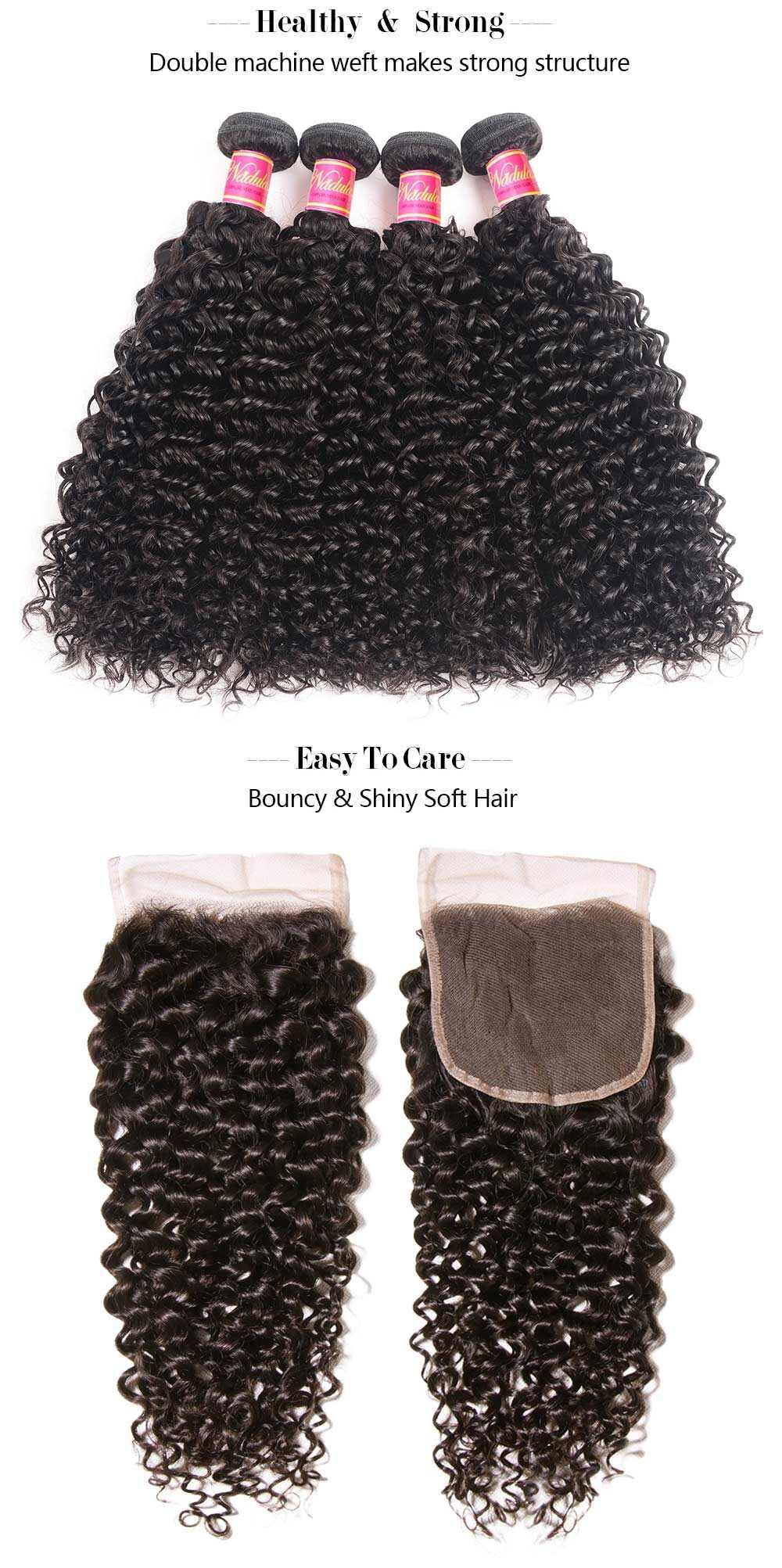 Curly Virgin Hair Weave With Lace Closure