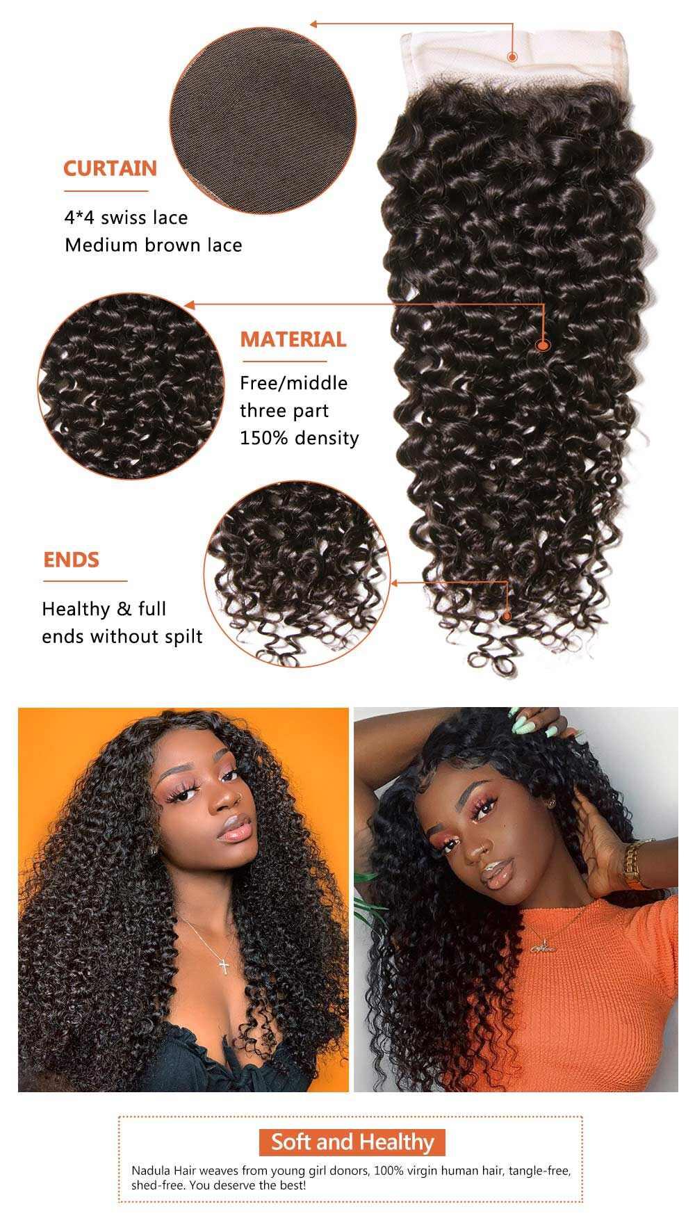 Curly Virgin Hair Weave With Lace Closure