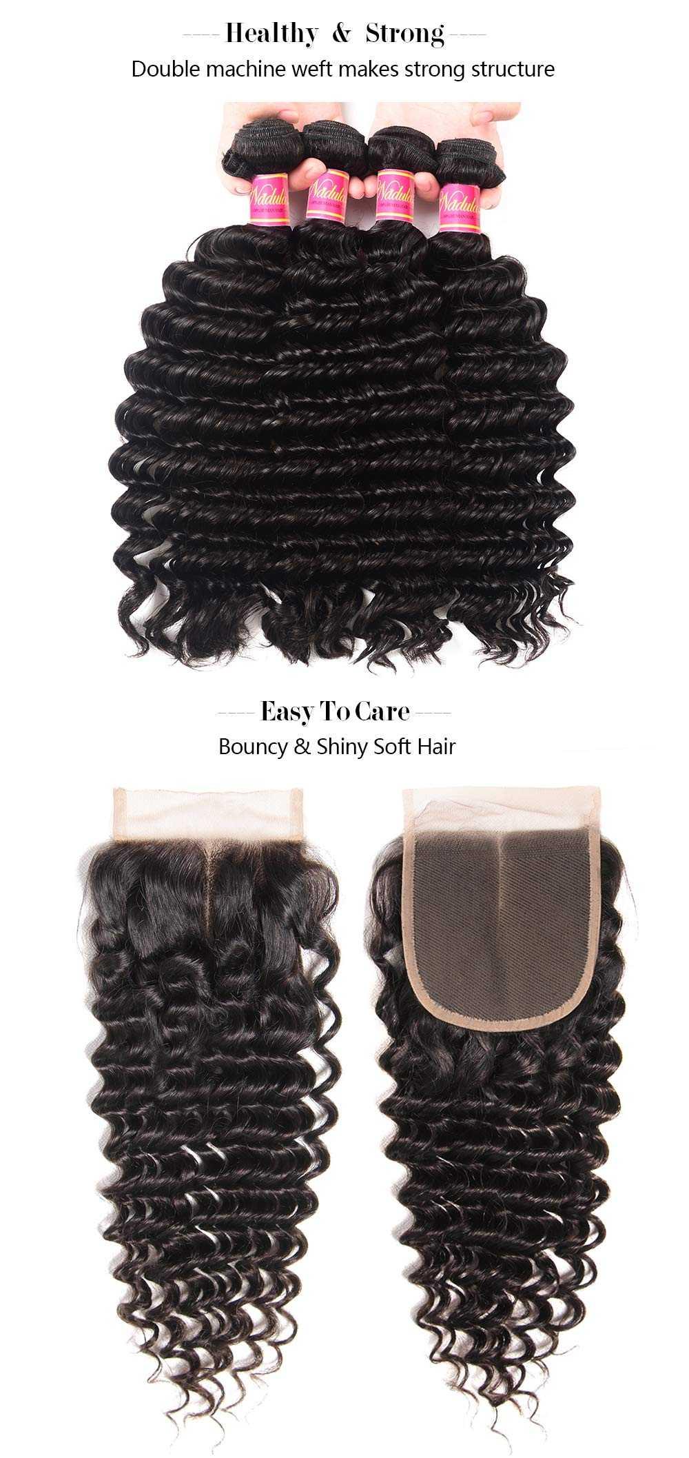Deep Wave Virgin Hair Weave With Lace Closure