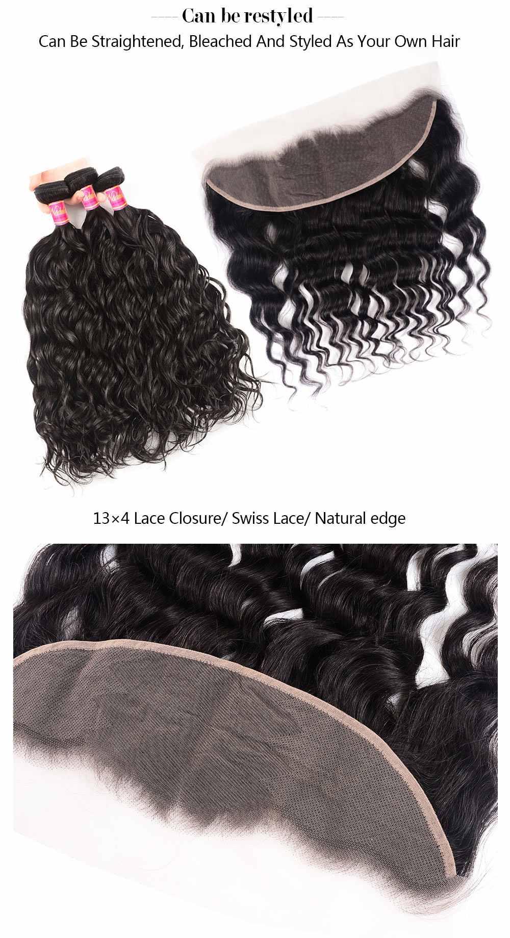 13x4 lace frontal Natural Wave Virgin Hair Weave