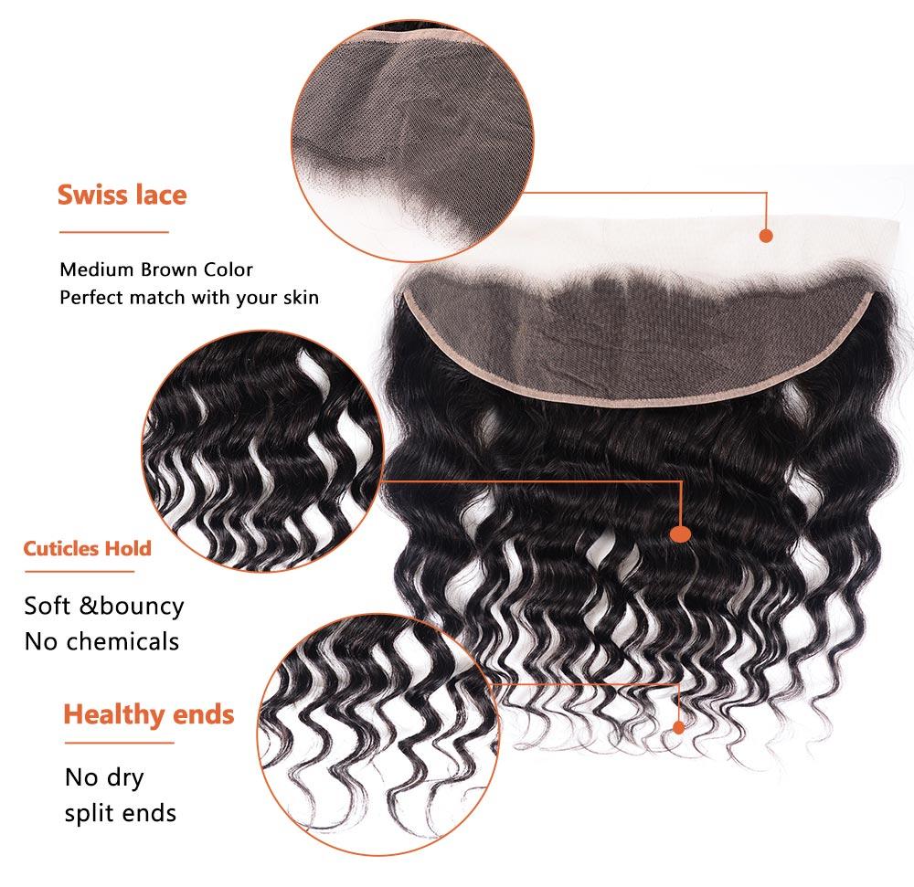13x4 lace frontal Natural Wave Virgin Hair Weave