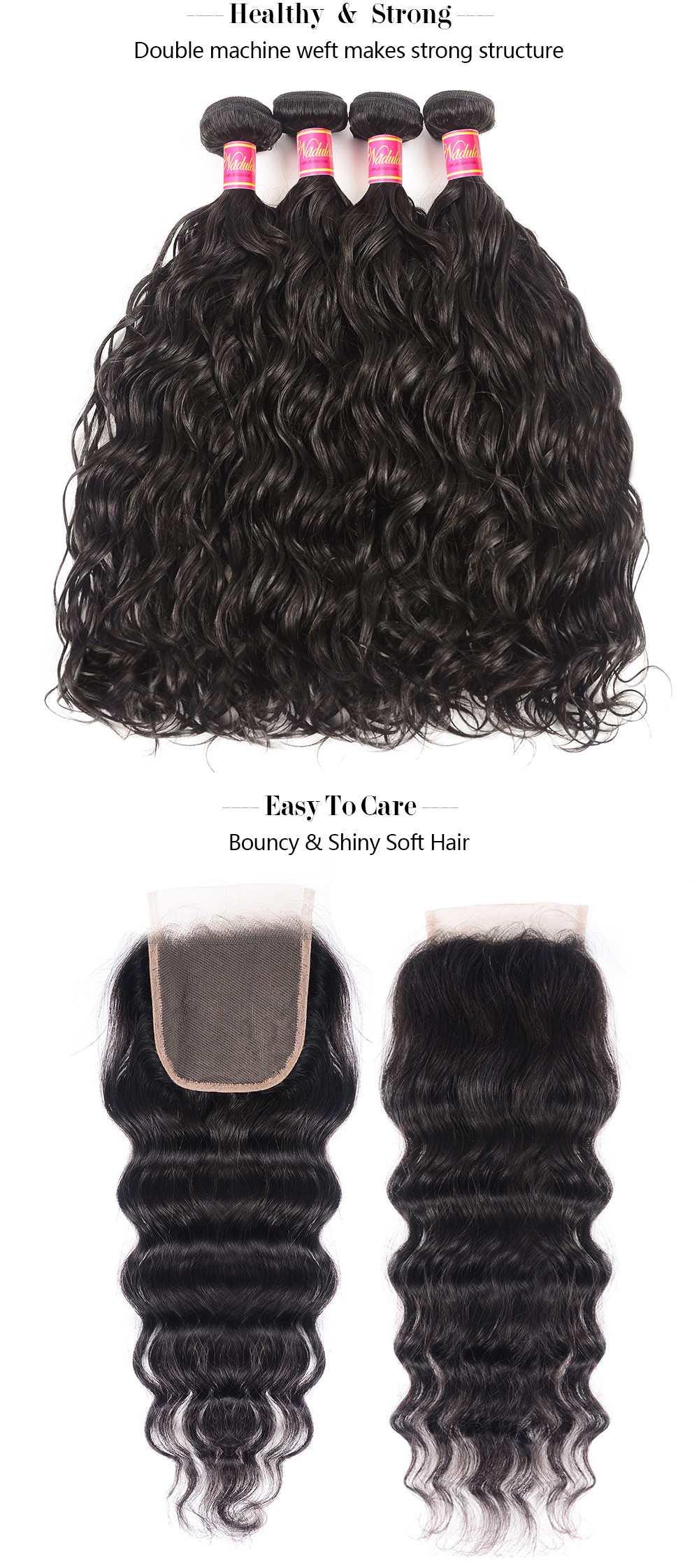 Virgin Hair Natural Wave With 4*4 Lace Closure
