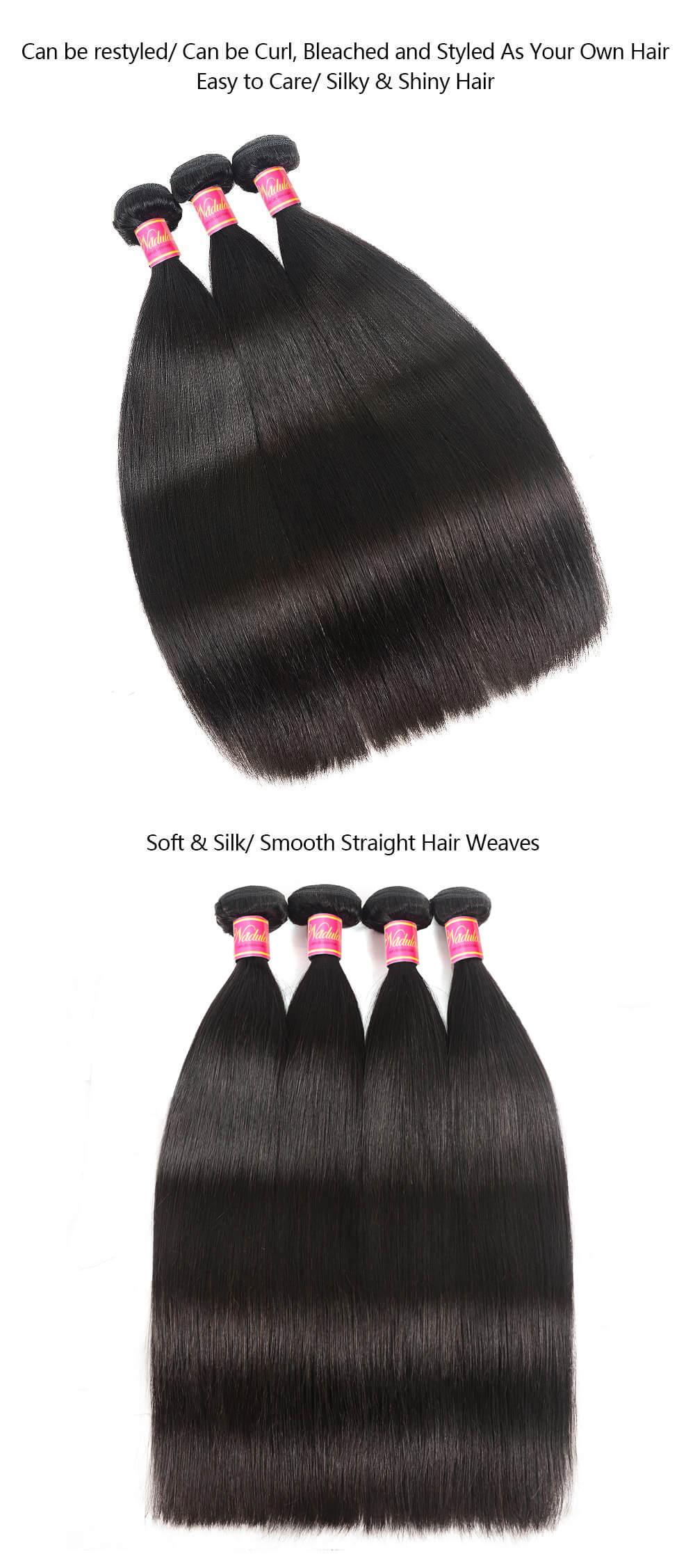 3Pcs or 4 Pcs Straight Virgin Hair Bundles With 4x4 Lace Closure
