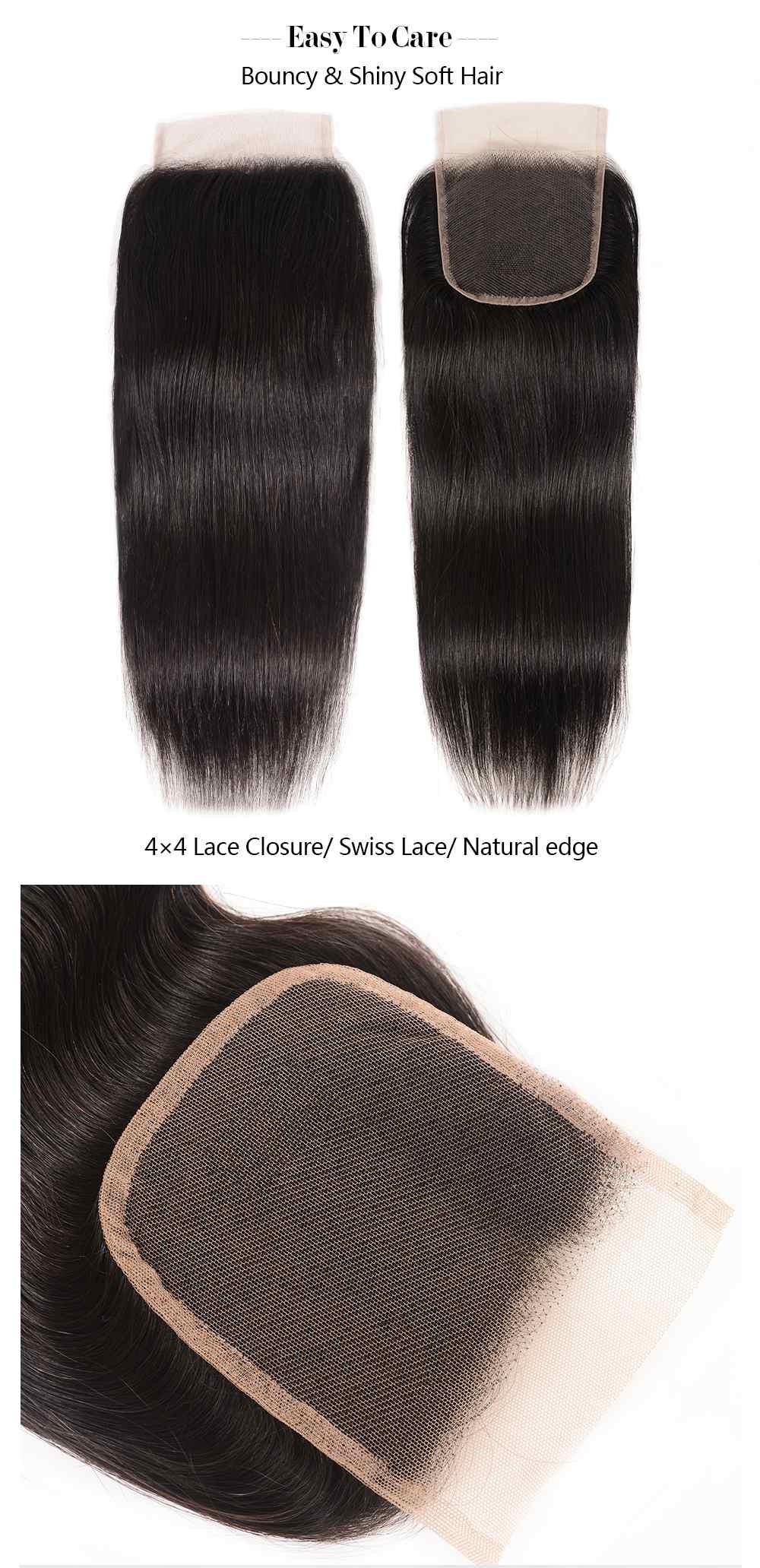 
        Nadula 4x4 Closure With 4 Bundles Straight Human Hair Weave 100% Virgin Human Hair    