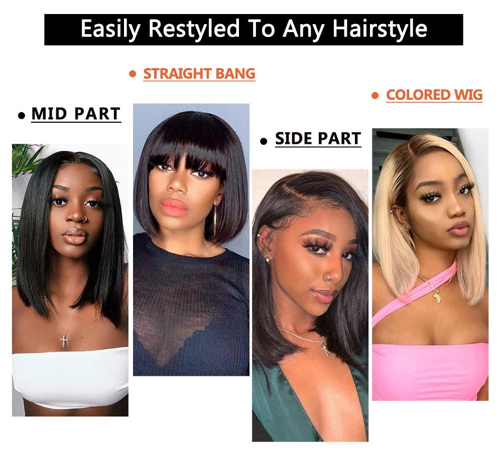 Human Hair Bob Wig With Bangs