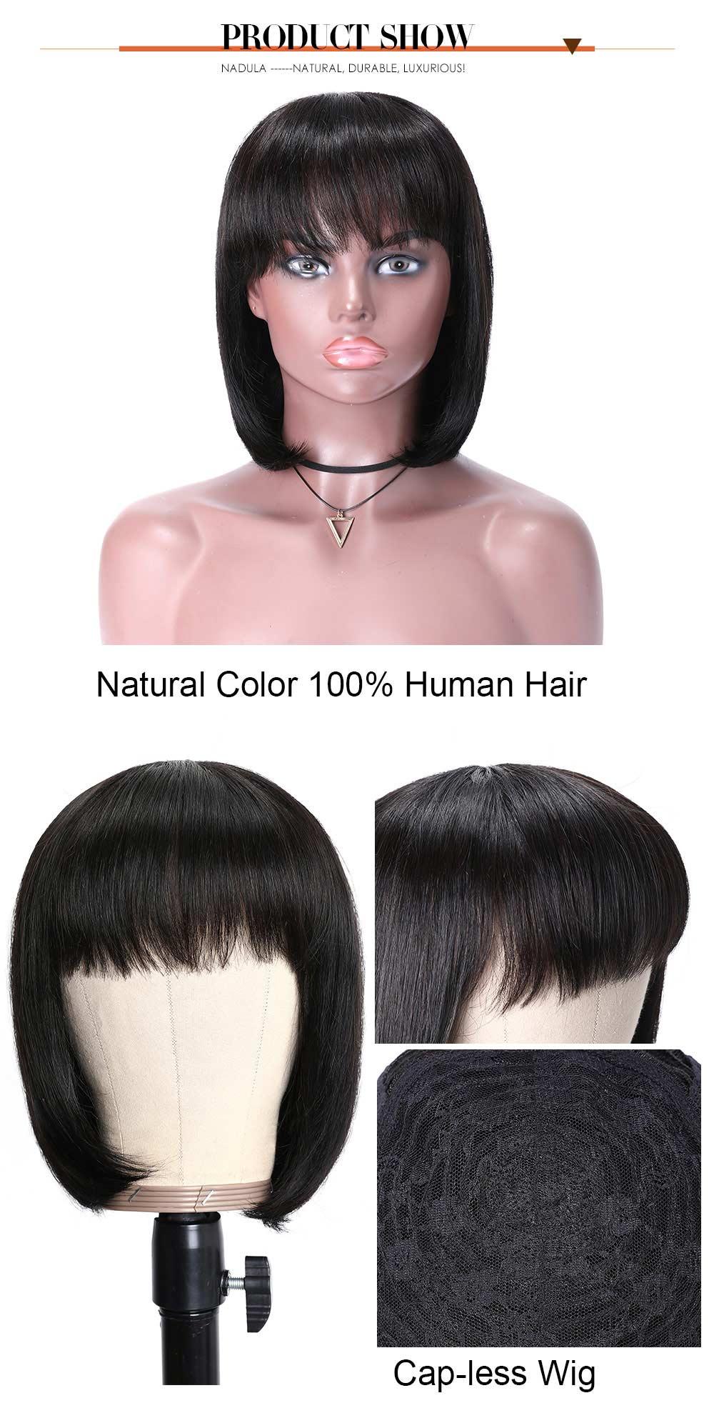Human Hair Bob Wig With Bangs