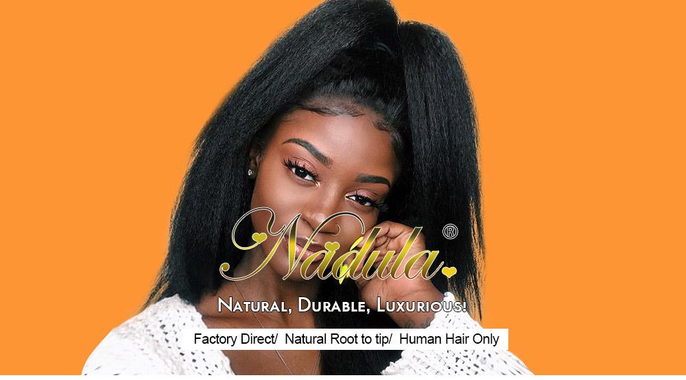 Nadula U Part Wig Kinky Straight Wigs U Part Human Hair Wigs 150% Density Glueless Natural Looking