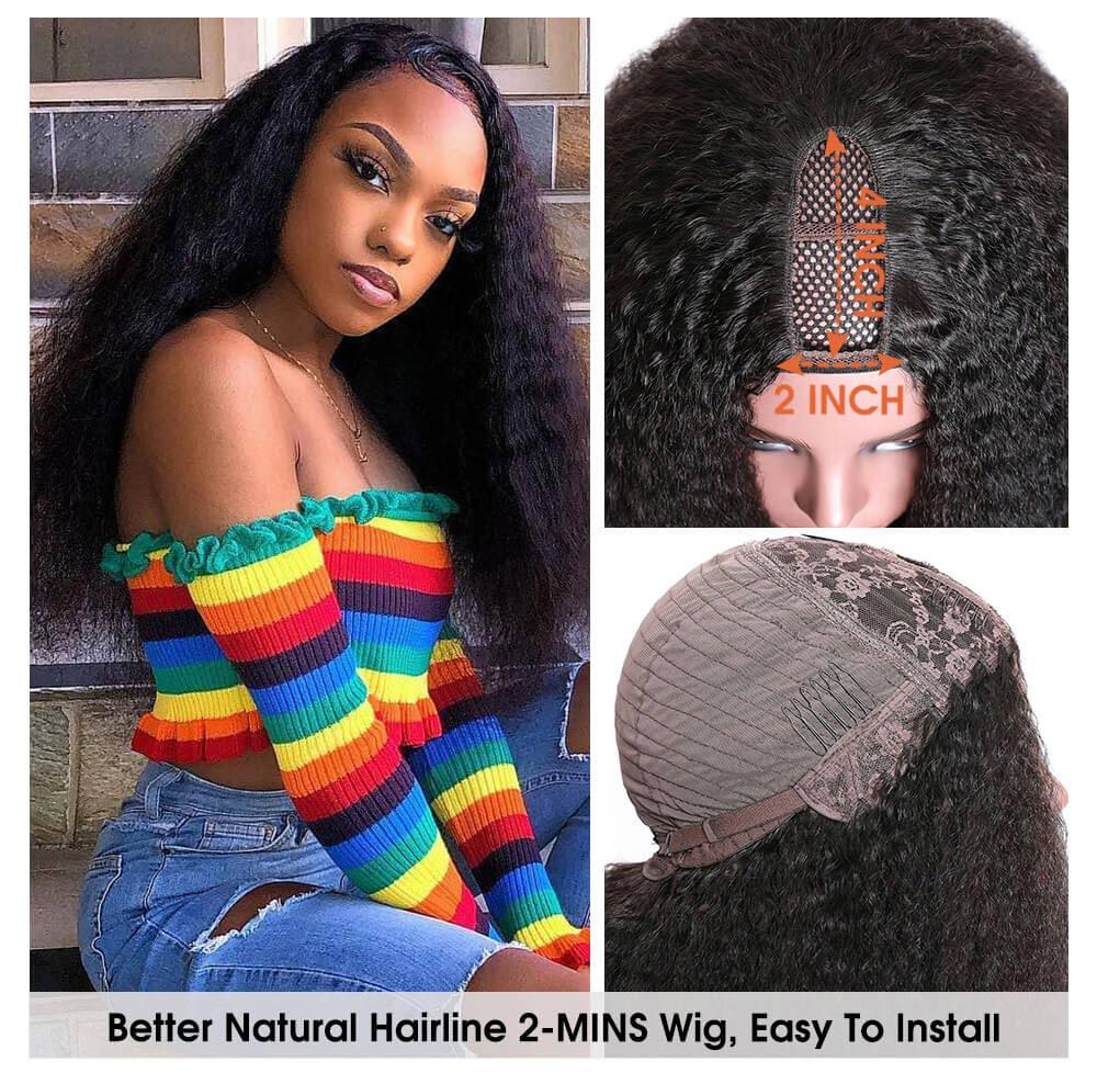 
        Nadula V-Part Yaki Straight And Kinky Straight Upgrade U Shape Wigs No Lace No Gel Wig    