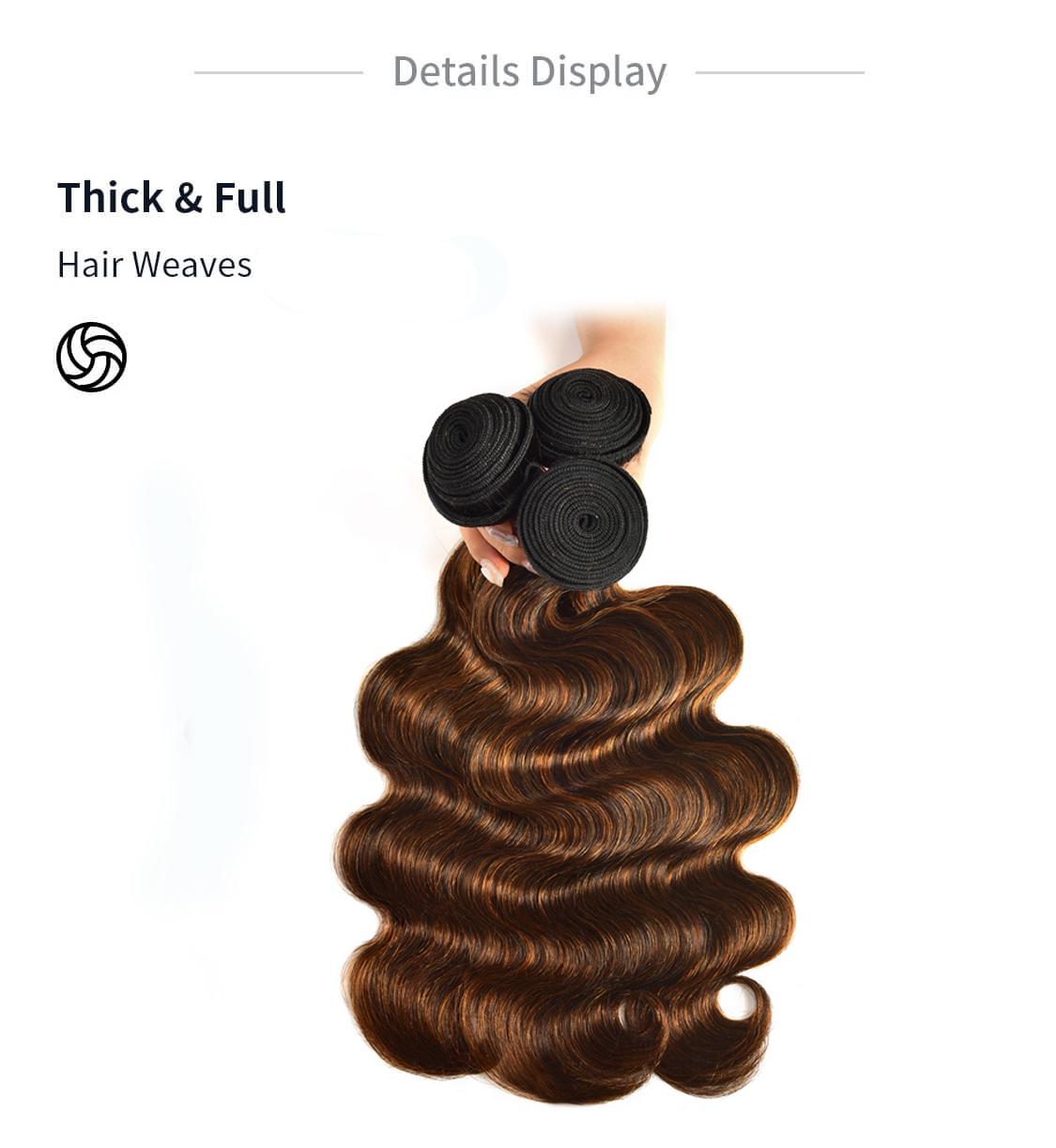 
        Nadula Highlight Ombre Human Hair Bundles With Closure Balayage Color Body Wave 3 Bundles With Lace Closure    