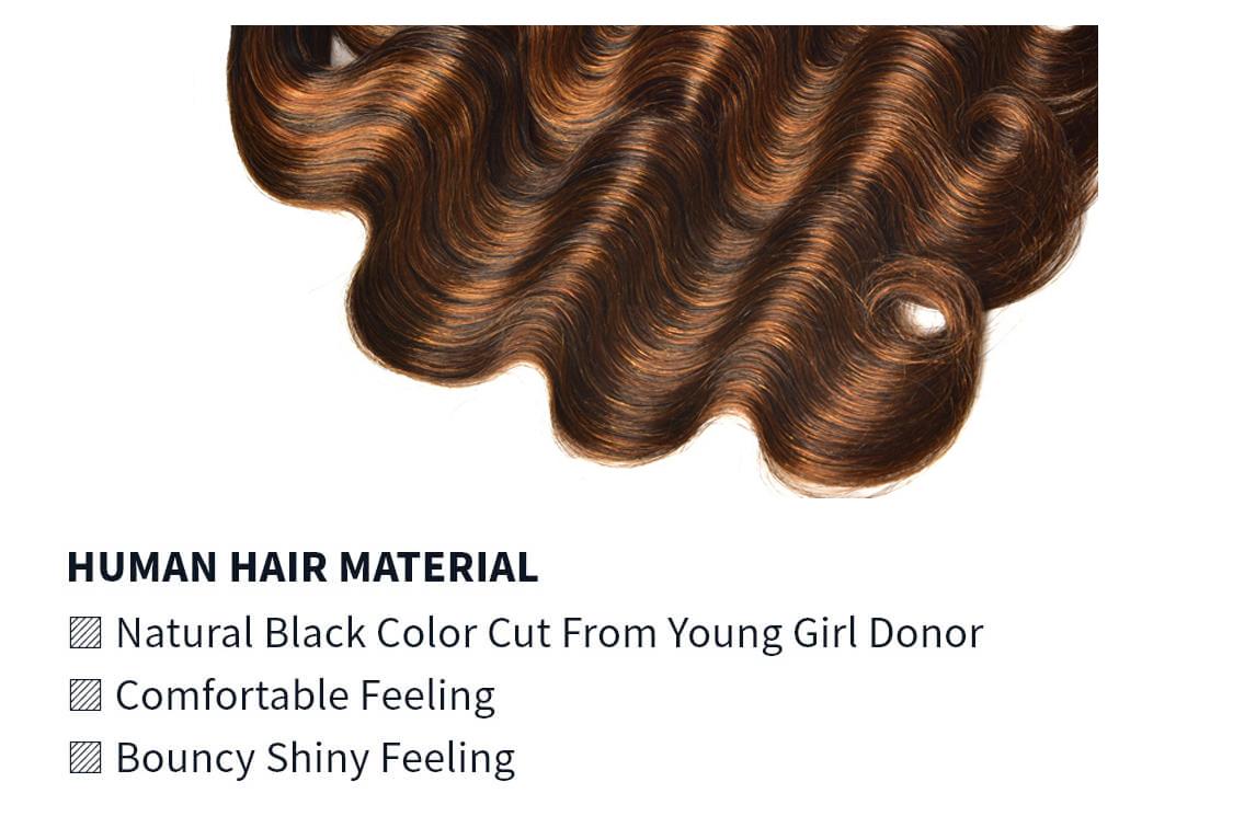 Nadula Highlight Colored Brazilian Hair Bundles 1B/30 Ombre Virgin Human Hair Body Wave