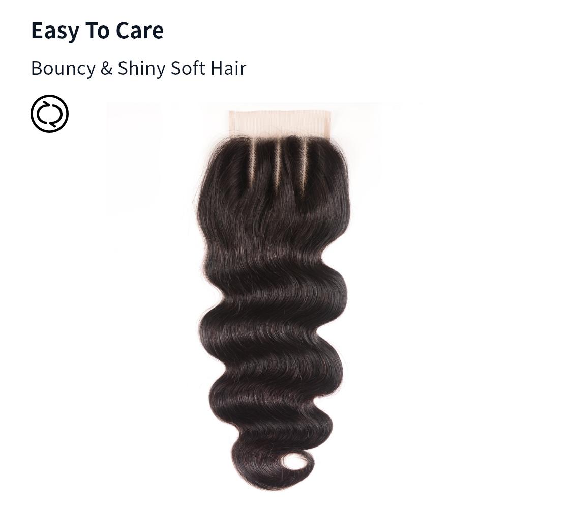 Nadula Three Part Human Hair Lace Closure Body Wave 4x4 inch